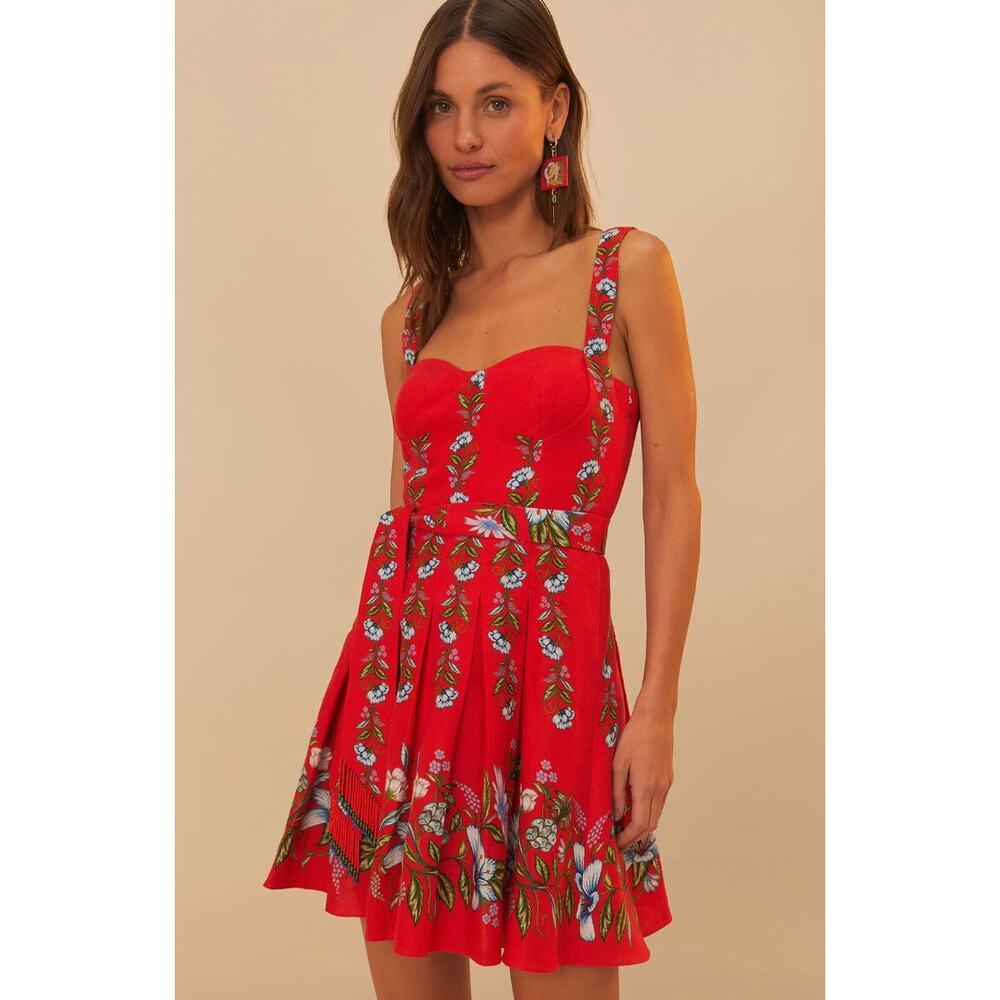 BNWT Farm Rio Sweet Bloom Bouquet Red Sleeveless Mini Dress Size XL